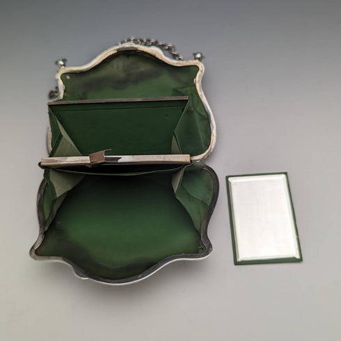 1907 British antique sterling silver purse with chain Thomas Bishton